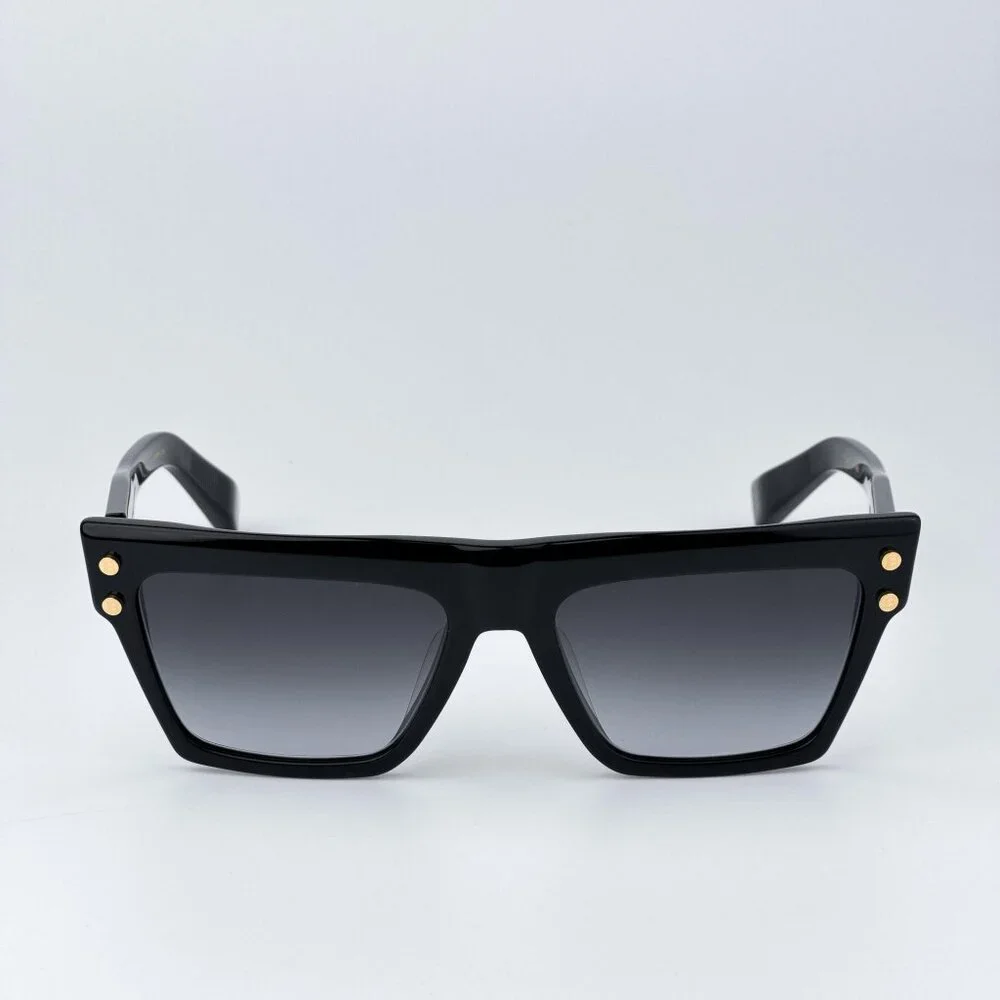Balmain B-V BPS-121A-54 Men BRAND NEW Sunglasses Titanium Black Gold Grey